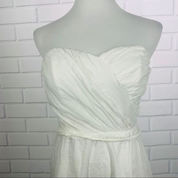 Express White Strapless Tie-Waist Dress - Size 8 - Picture 4 of 15
